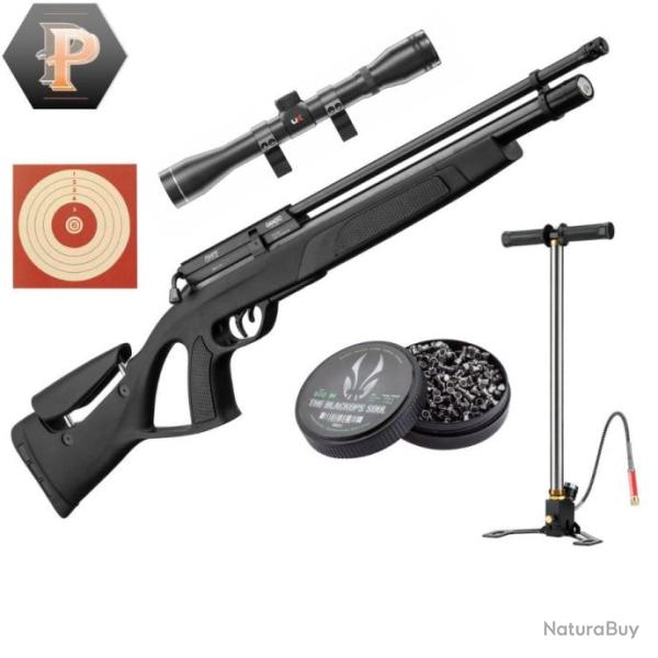 Carabine � plombs GAMO COYOTE PCP. Cal 5,5 mm + pompe + plombs + cibles + lunette