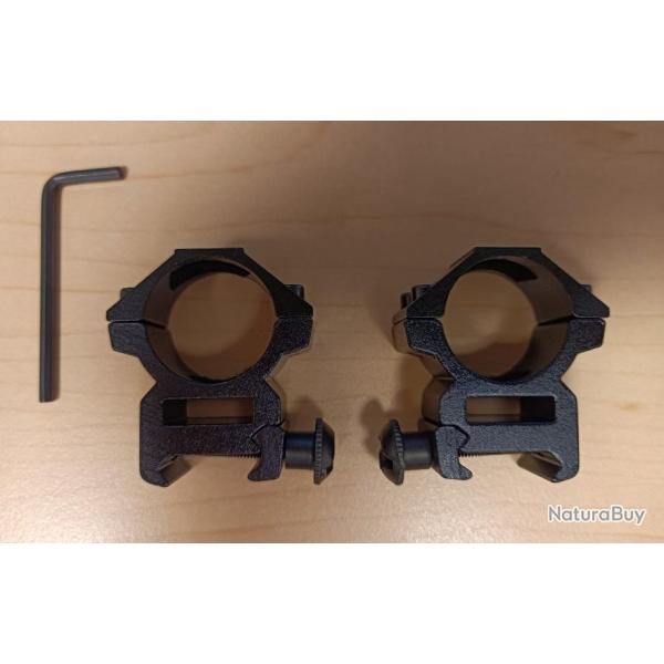 FIXATIONS SUPPORTS 20 MM / 21 MM NEUFS POUR LUNETTE DE CHASSE OU TIR SPORTIF (PETIT)