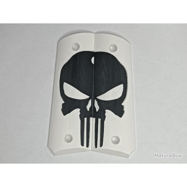 Paire de plaquettes 1911 style Punisher Blanc et Noir