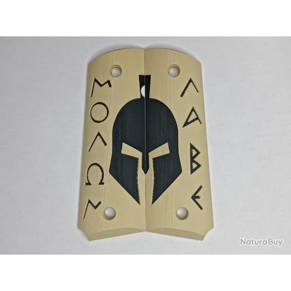 Paire de plaquettes 1911 Molon Labe Tan et Noir