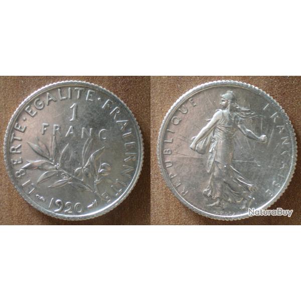 France 1 Franc 1920 Semeuse par Roty Piece Argent Francs