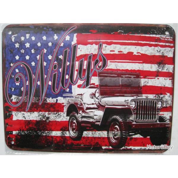 PLAQUE AUTO USA - JEEP WILLYS OVERLAND 30X20 - R�f.34
