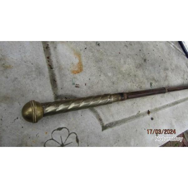 canne �l�gante poign�e laiton  matraque pointe baionnette casse t�te  ww1 artisanat tranch�e