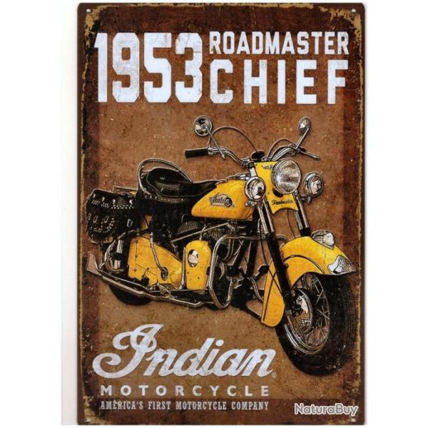 PLAQUE METAL INDIAN ROADMASTER CHIEF 1953