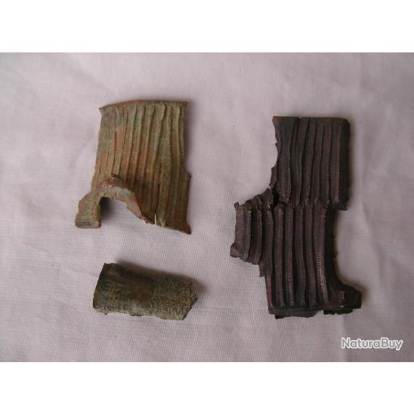 WW1/2 FRANCE LOT DE 3 �CLATS EN CUIVRE RELIQUE DE COMBATS WW1/WW2