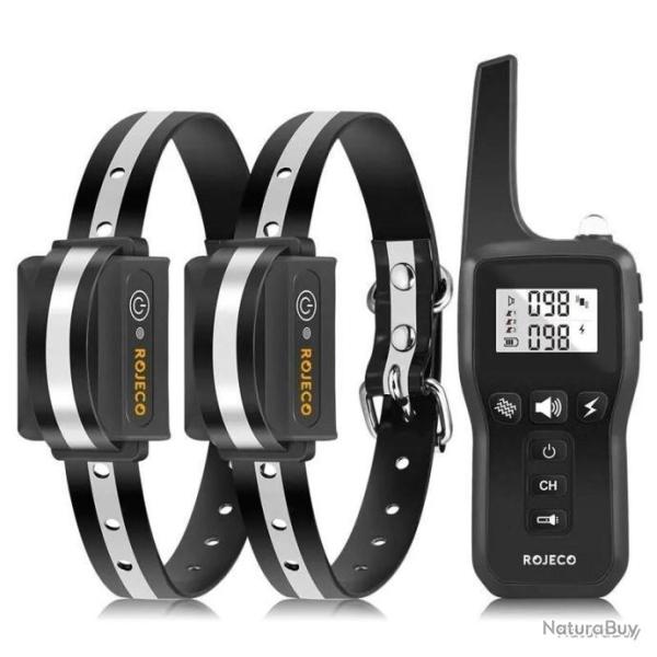 2x COLLIERS DE DRESSAGE CHIEN - �TANCHE - 3 MODES -1 MOIS D'AUTONOMIE - NOIR - LIVRAISON GRATUITE