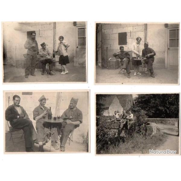 19e r�giment d'infanterie lot de 4 photos , pause , pont non situ� , lot m�me provenance