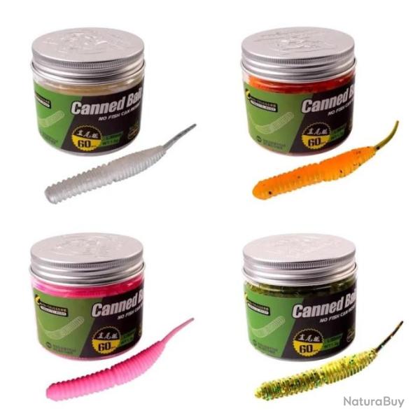 Leurre de p�che en forme de ver souple, app�t 1.2g, 6cm, 60 pi�ces x 3 Lot de 3 couleurs au choix. C