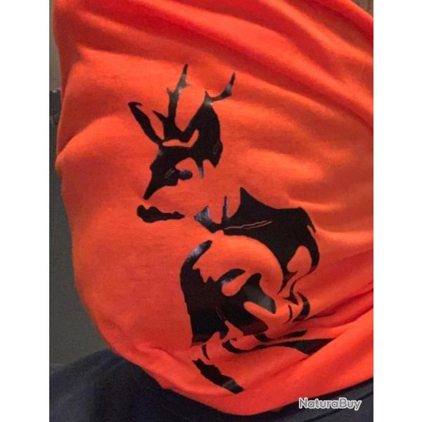 Cache cou orange motif chevreuil brocard  16en 1 .