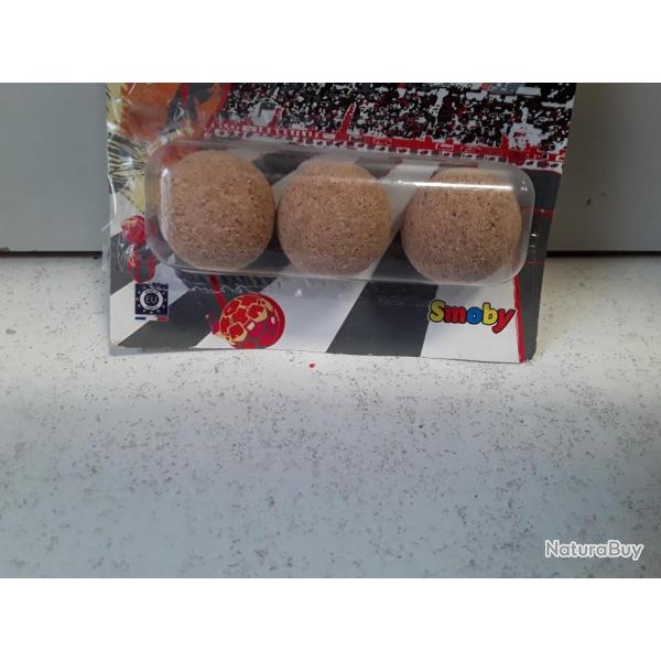 10334 LOT DE 3 BALLES EN LI�GE POUR BABYFOOT SMOBY NEUF