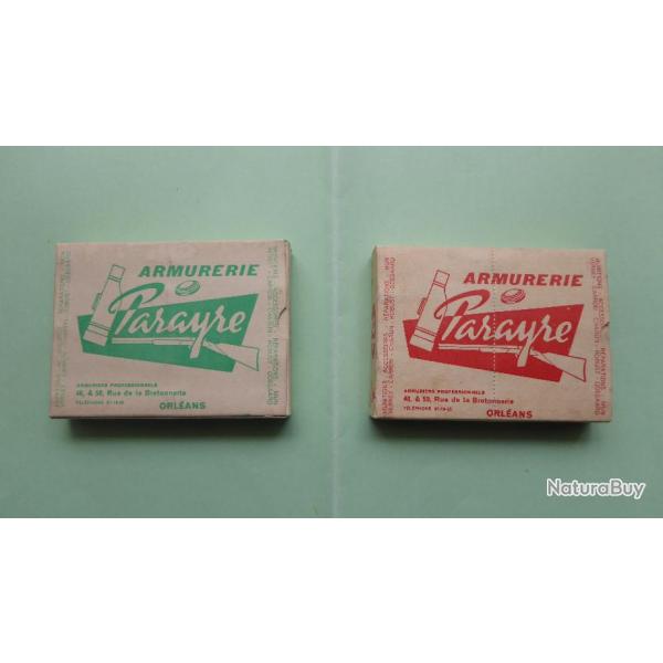 REF 3 - LOT DE DEUX BOTES DE CARTOUCHES CHASSE ANCIENNE - PARAYRE  Orlans -  CAL 16/65