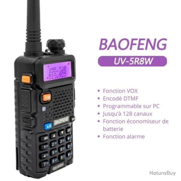 Baofeng Talkie-Walkie UV 5R, radio bidirectionnelle, chasse