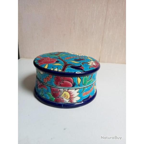 boite � bijoux bombonniere Longwy restaur� hauteur 5 cm diam�tre 9,5 cm