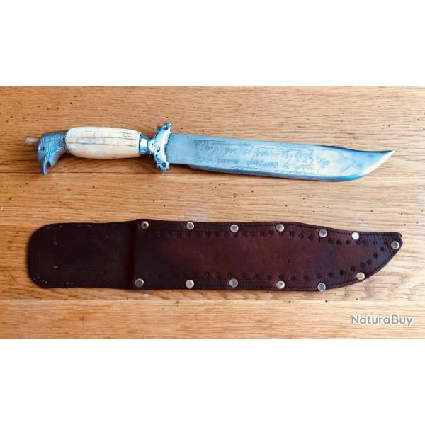 Superbe Grand Couteau Espagnol Ancien Grav� et Sign�