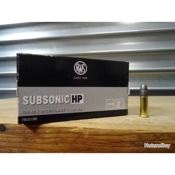 100 cartouches 22LR 40 gr SUBSONIC de chez RWS