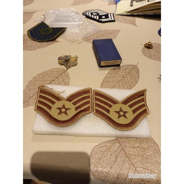 Lot de grades arm�e us USAF STAFF SERGEANT beige ORIGINAL
