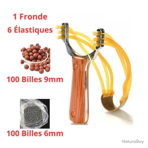 Fronde Lance-Pierre 6 Elastique + 200 Billes Slingshot Ultra Puissante LIVRAISON GRATUITE
