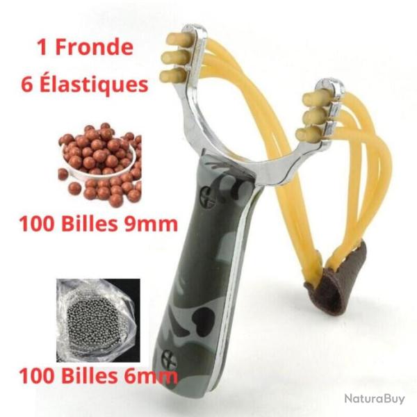 Fronde Lance-Pierre 3 Elastique + 200 Billes Slingshot Ultra Puissante LIVRAISON OFFERTE