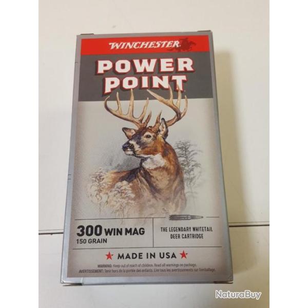 CARTOUCHES WINCHESTER CAL. 300 WIN MAG POWER POINT 155 GRAINS