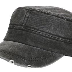 Casquette Militaire Vintage Noire Vieillie en Coton Tendance Kolja Taille unique Noir