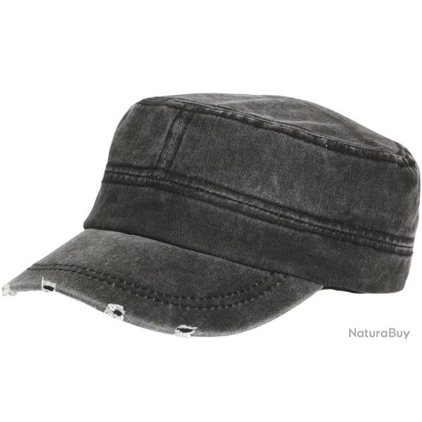 Casquette Militaire Vintage Noire Vieillie en Coton Tendance Kolja Taille unique Noir