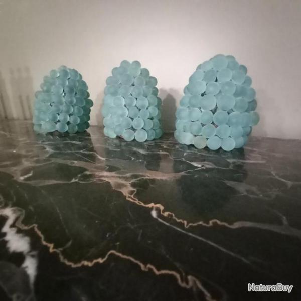 lot de 3 appliques en verre fum�   De forme  " grappe de raisin "   �poque ART NOUVEAU