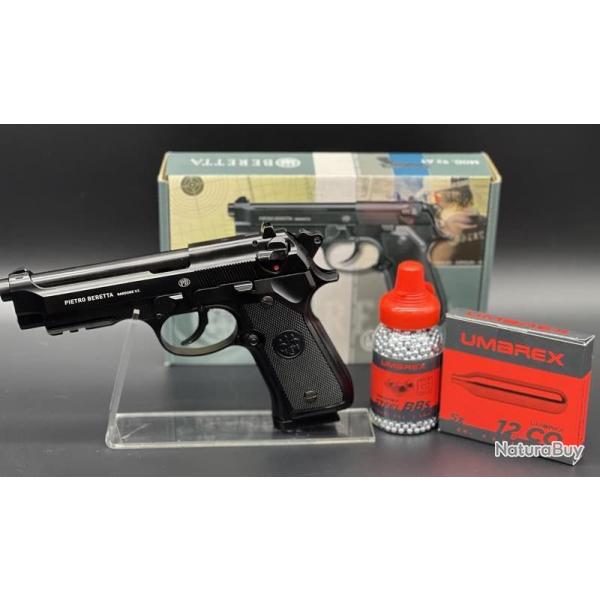 Pack pr�t � tirer pistolet Beretta 92 A1 calibre 4,5mm � propulsion CO2 (Munitions + CO2 inclus)