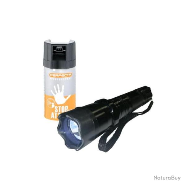 A-G ! Lampe Torche Shocker Umarex 2.400.000 Volts + Lacrymo 40ml Poivre Perfecta