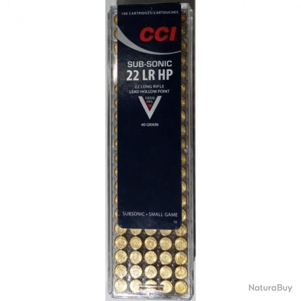 Vente flash ! LOT DE 500 MUNITIONS SUBSONIQUES CCI CAL 22LR HOLLOW POINT 40GR