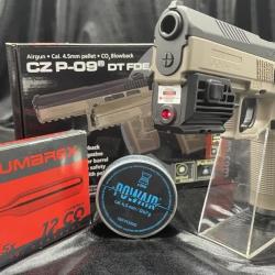Pack Laser pr&ecirc;t &agrave; tirer- Pistolet CZ P-09 Plombs- "Couleur Noir/Tan"- Blowback - Plombs ou BB's