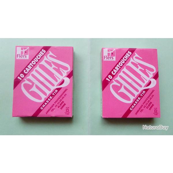 REF 28 - LOT DE 2 BOTES DE CARTOUCHES CHASSE ANCIENNE - GILLES -  CAL 12 - Plombs 5 et 4