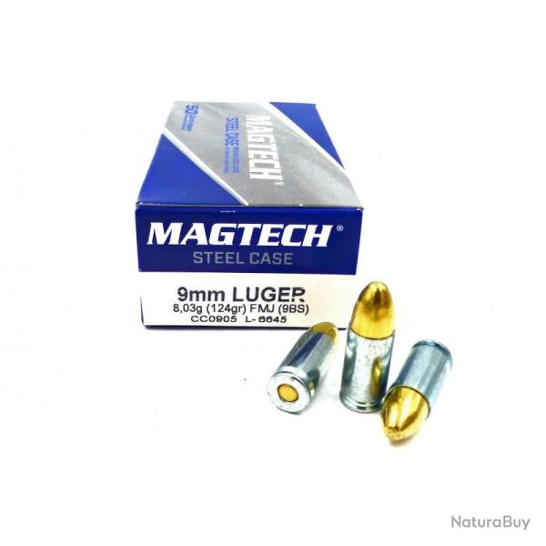 1000 CARTOUCHES 9MM PARA ( 9X19 ) FMJ 124GR MAGTECH ETUI ACIER