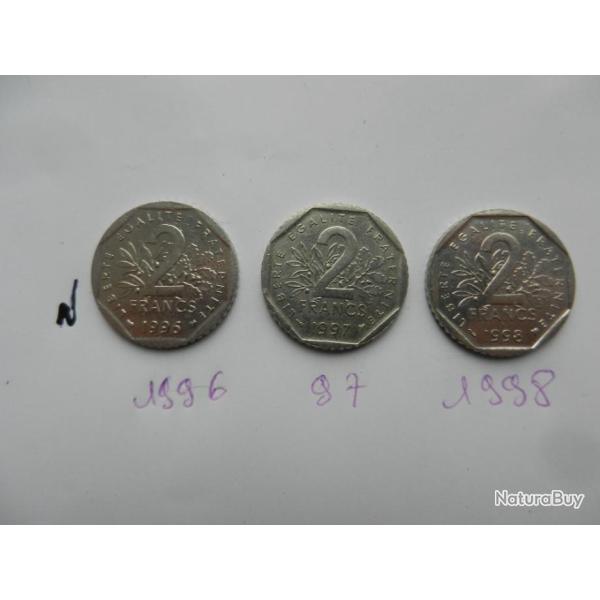 3 pi�ces de 2 francs 1996 � 1998