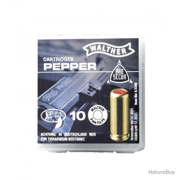 Cartouches 9mm PA gaz poivre WALTHER X10