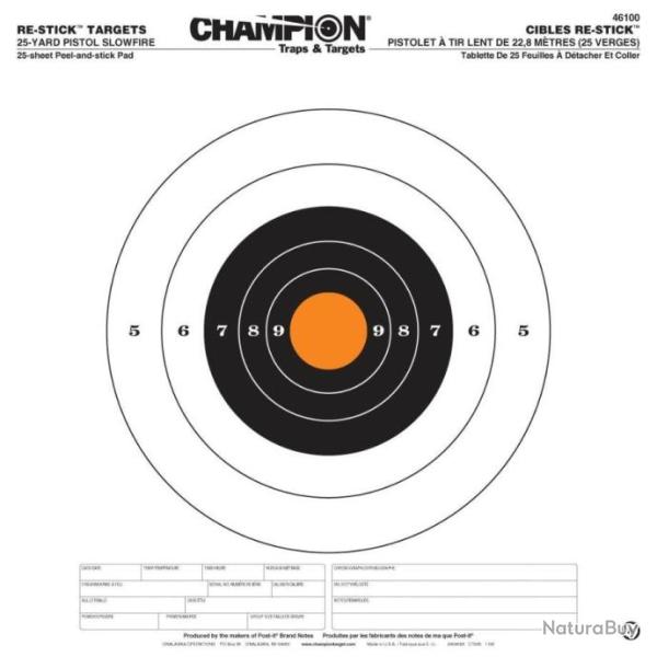 Lot de 25 cibles adh�sives 36.83 x 36.83 - CHAMPION RE-STICK