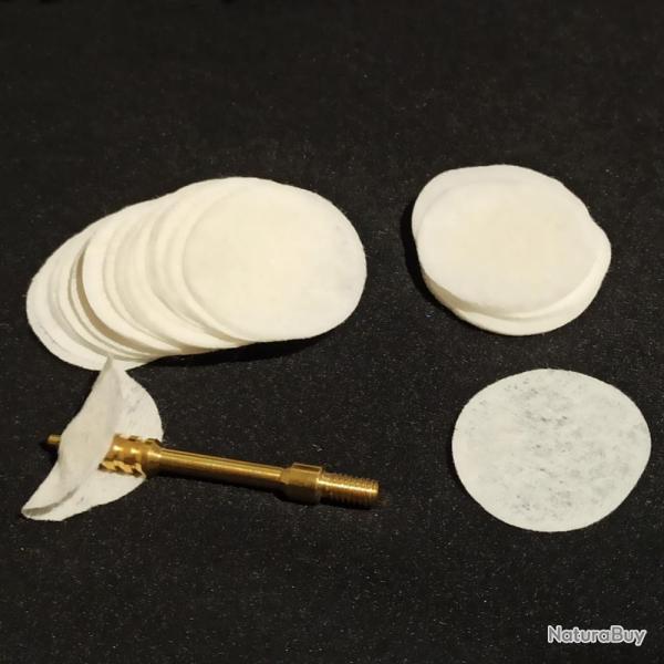 500 chiffons pour le nettoyage de canons d'armes � feu, diam�tre 1 3/4"