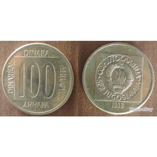 Yougoslavie 100 Dinars 1988 Piece Dinara Embleme