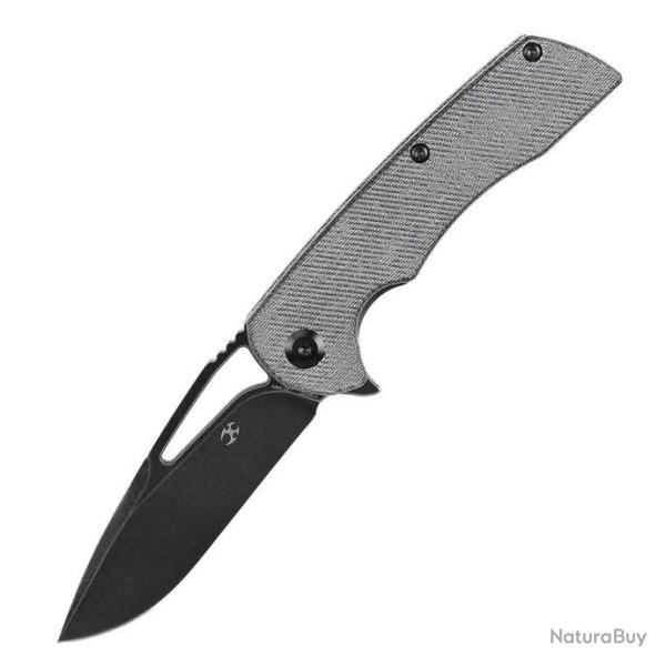 Couteau Kansept Kryo Denim Lame Acier 12C28N Black Drop Point Manche Micarta IKBS Clip KT1001M1