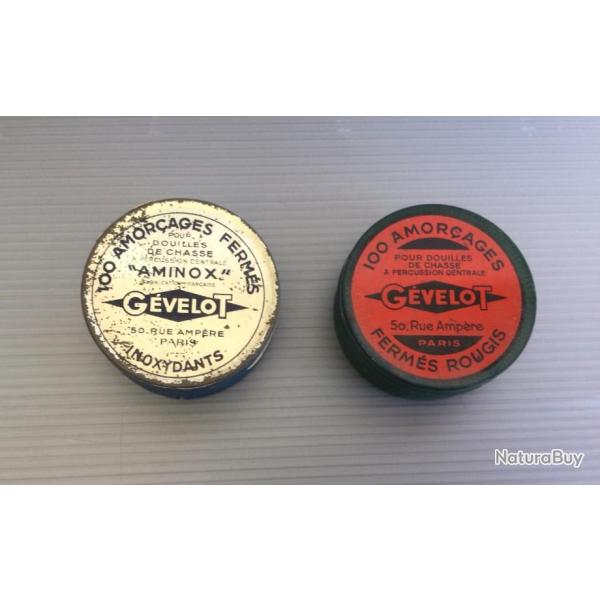 2 bo�tes amorces GEVELOT Anciennes pour collection