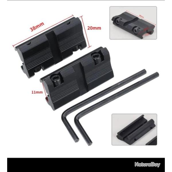 Adaptateur de rail picatinny de 11mm vers 22mm