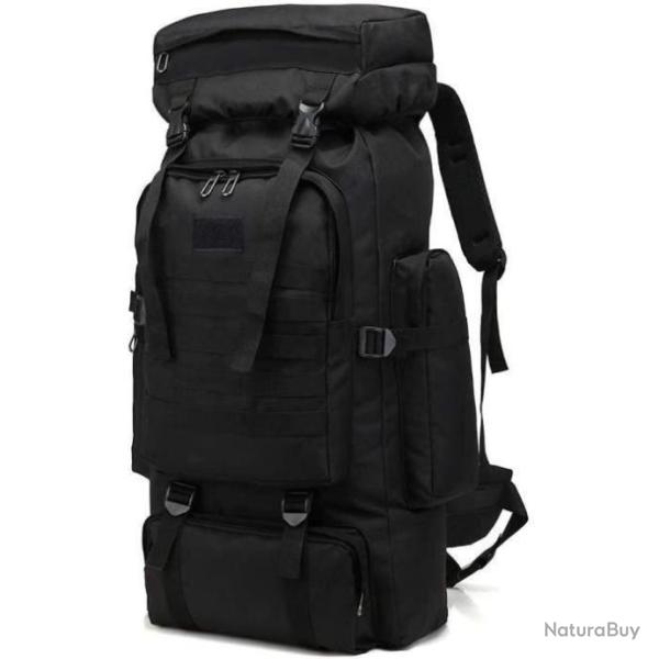 Grand Sac � dos 80L style militaire tactique Camping Randonn�e Trekking Noir