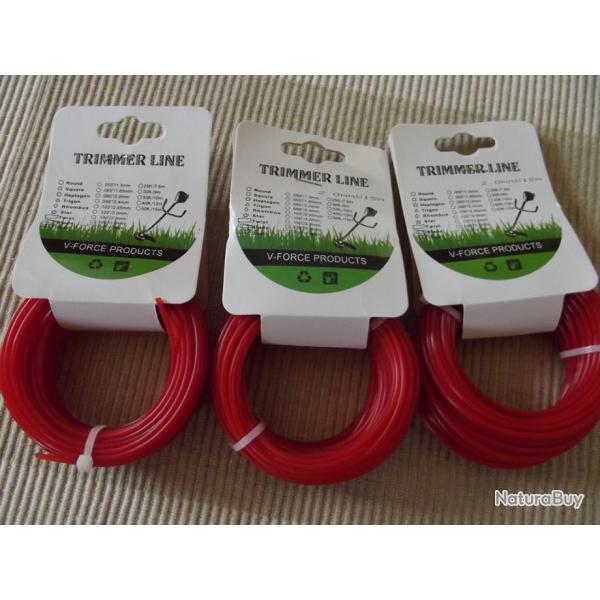 A SAISIR - 3 bobines fil taille bordure de 2mm x 15 m�tres soit 45 m�tres NEUVES