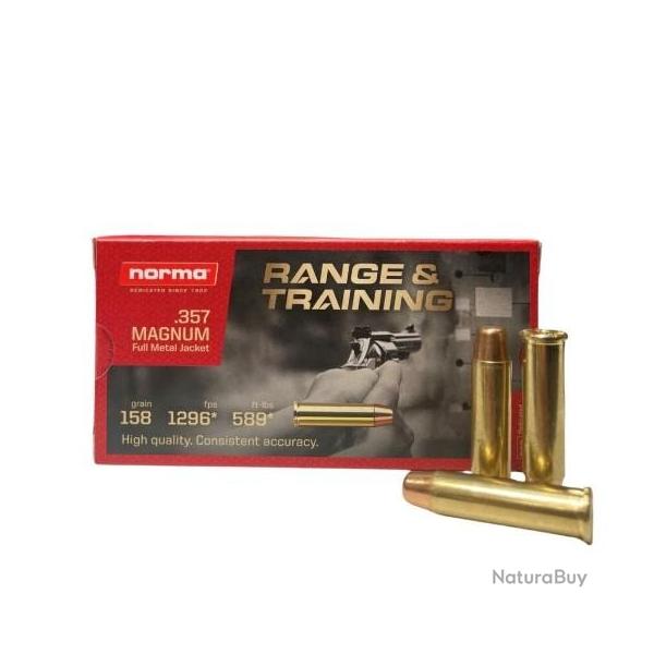 Cartouches NORMA cal.357 magnum range & training 10.2g 158gr par 500