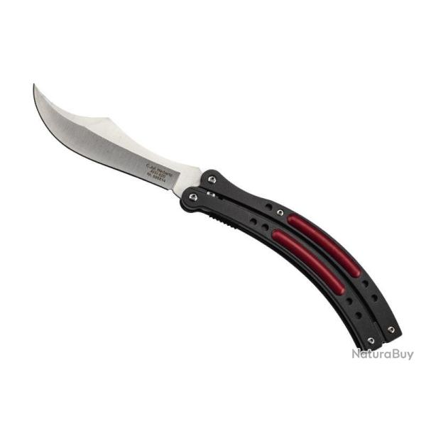 COUTEAU HERBERTZ ALU NOIR /ROUGE 14CM INOX