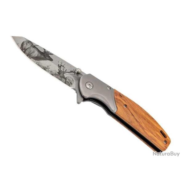 COUTEAU HERBERTZ OLIVIER 11,5CM INOX DECOR CERFS