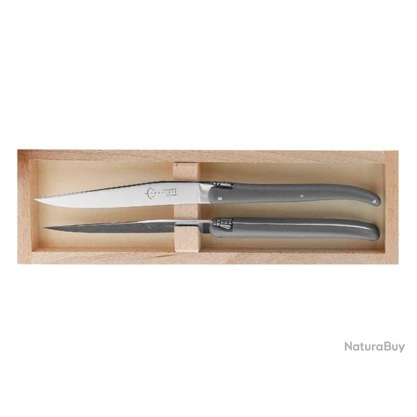 COFFRET 2 LAGUIOLE TABLE G.DAVID POM GRIS 23CM