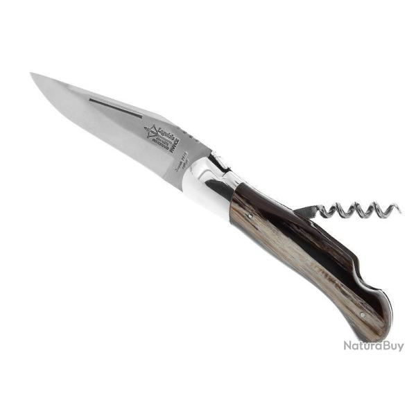 LAGUIOLE G.DAVID 2P FACON CORNE NOIRE MITRE INOX 12CM