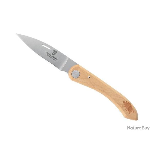 COUTEAU DOZORME CAPUCIN BUIS DECOR SANGLIER 12,5CM INOX