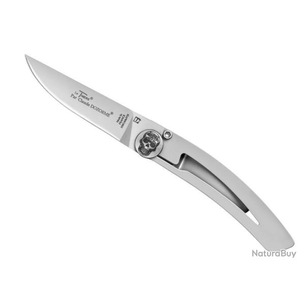 LE THIERS DOZORME LINER LOCK 10,5CM TOUT INOX TETE DE MORT