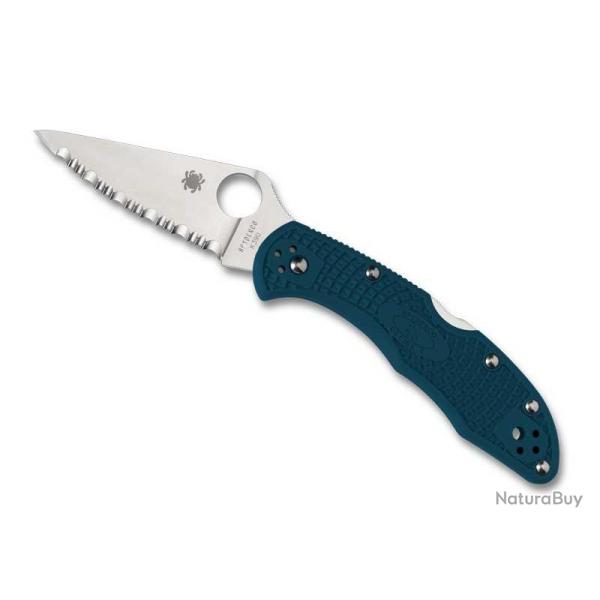 COUTEAU SPYDERCO DELICA 4 K390 BLEU A DENTS